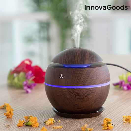 Mini Ultrasonic Aroma Diffuser – Dark Walnut | InnovaGoods